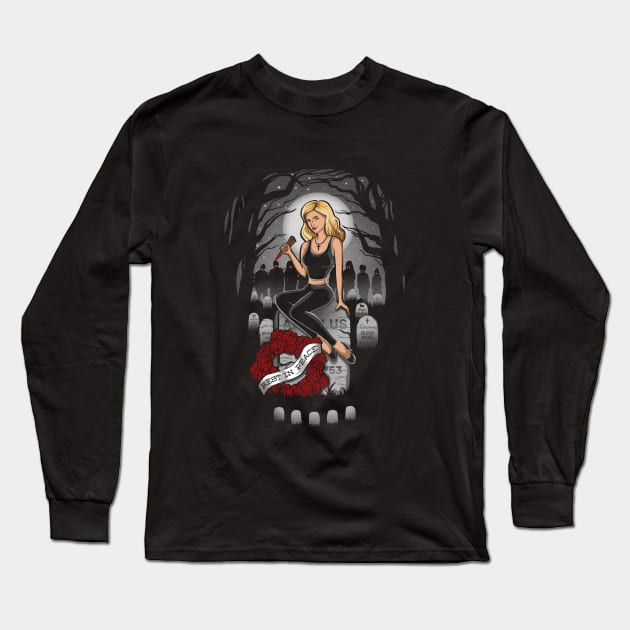 Slayer Skull Long Sleeve T-Shirt by kellabell9